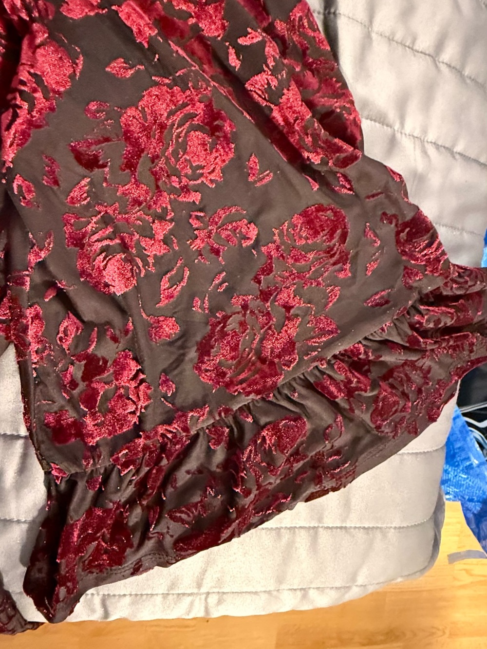 ModCloth Velvet Floral Keyhole Midi Dress - Burgundy - Picture 3 of 5